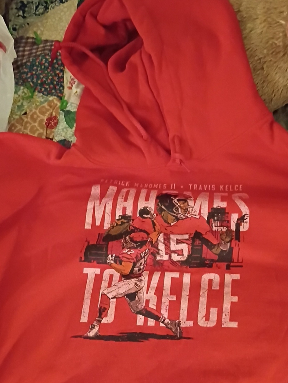 Red Graphic Hoodie Sweatshirt - Team Football Design